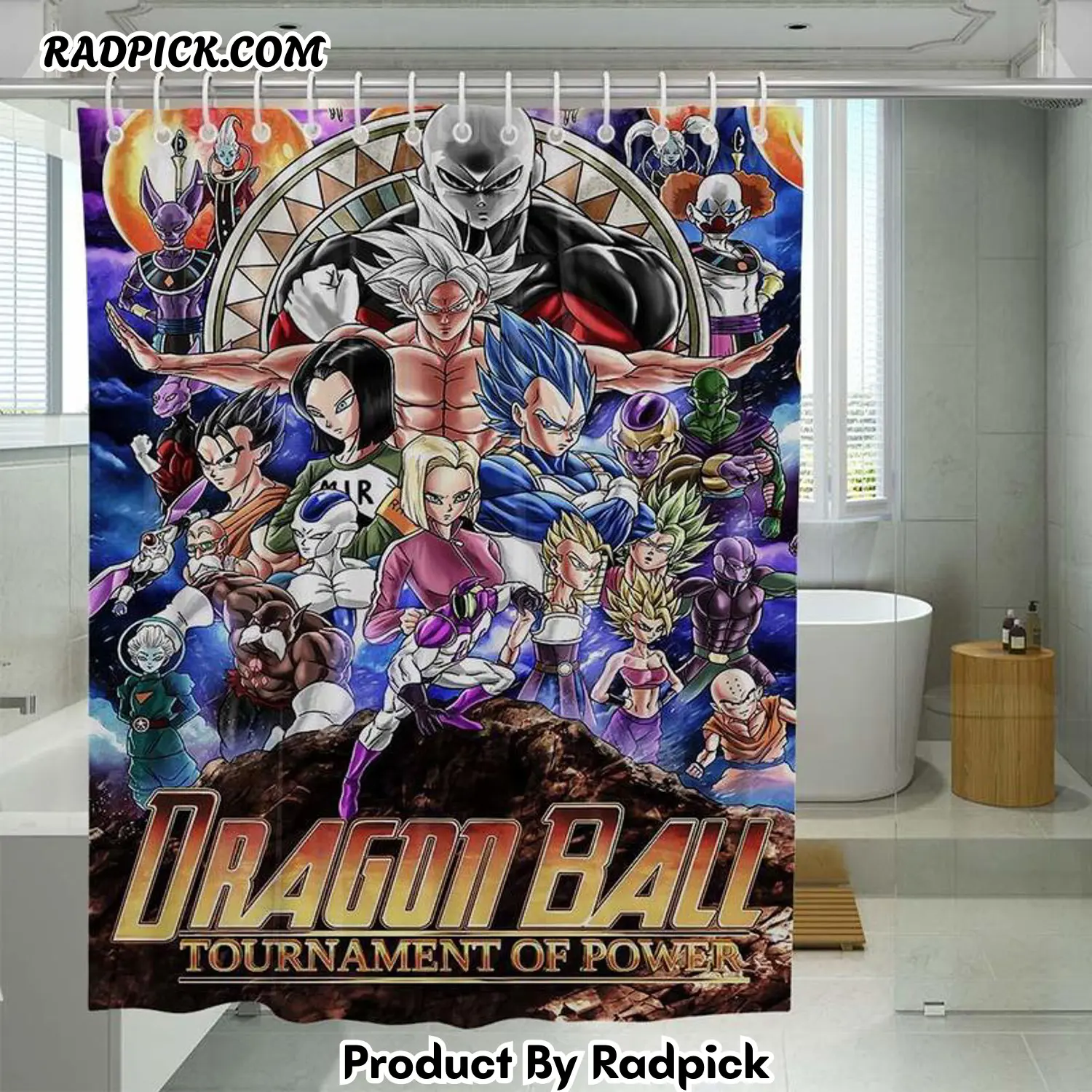 Tournament of power dragon ball like avengersanimeshower curtain set for bathroom decor gift for friends rp38758